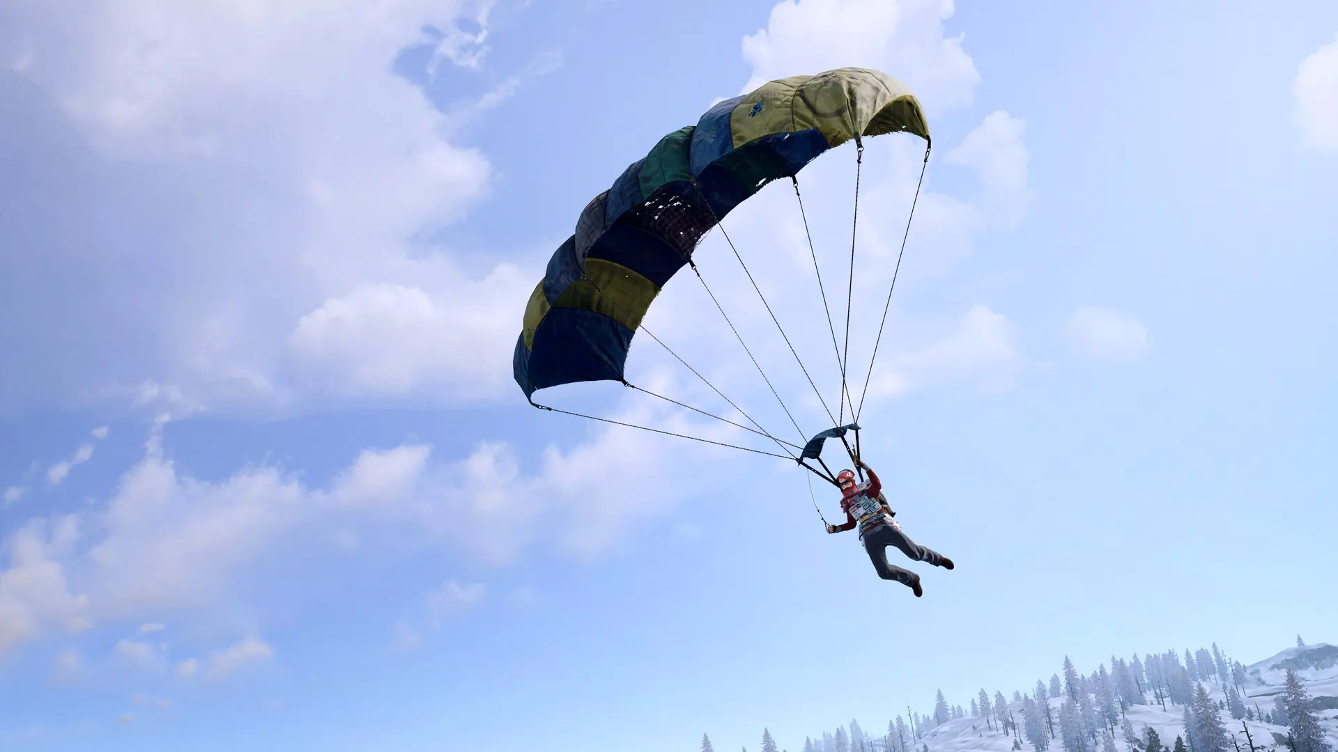 Rust player parachuting down