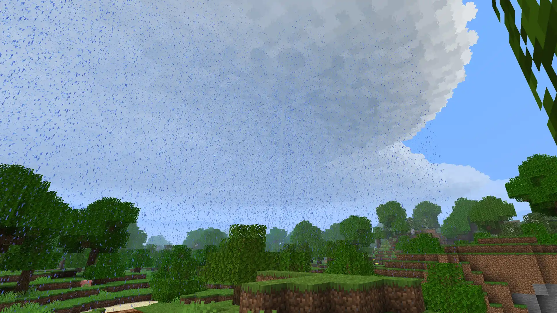 Thick Clouds And Heavy Rain In Minecraft