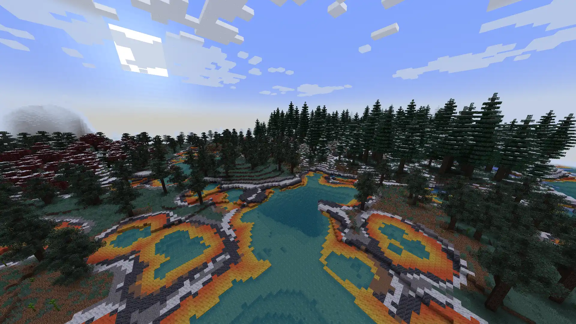 Hot Springs And Snowy Coniferous Forest In Minecraft