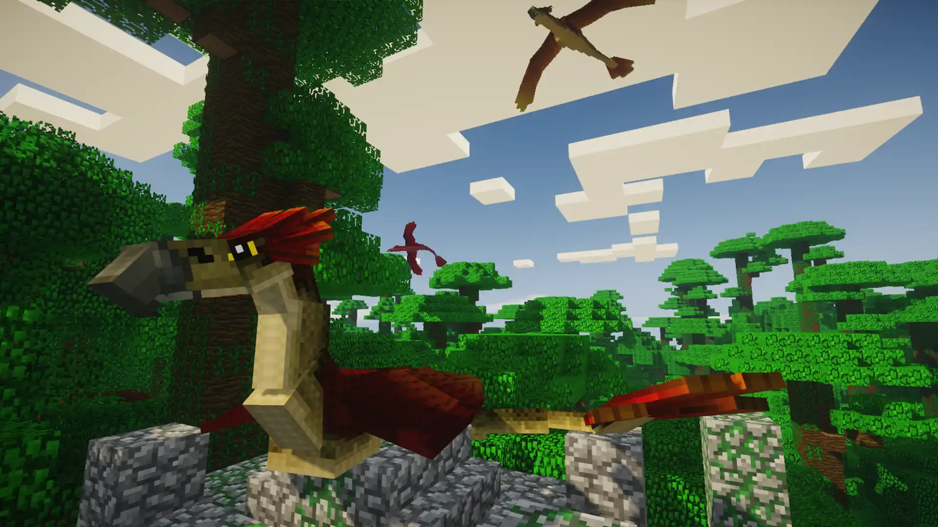 Red Dragon Sitting On A Rock In Minecraft