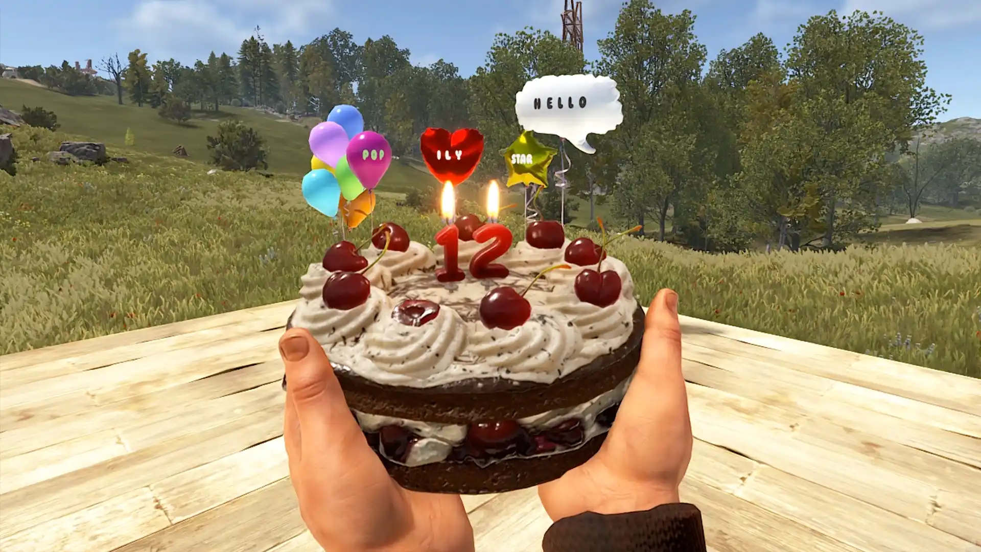 Cake With Candles In The Shape Of The Number 12