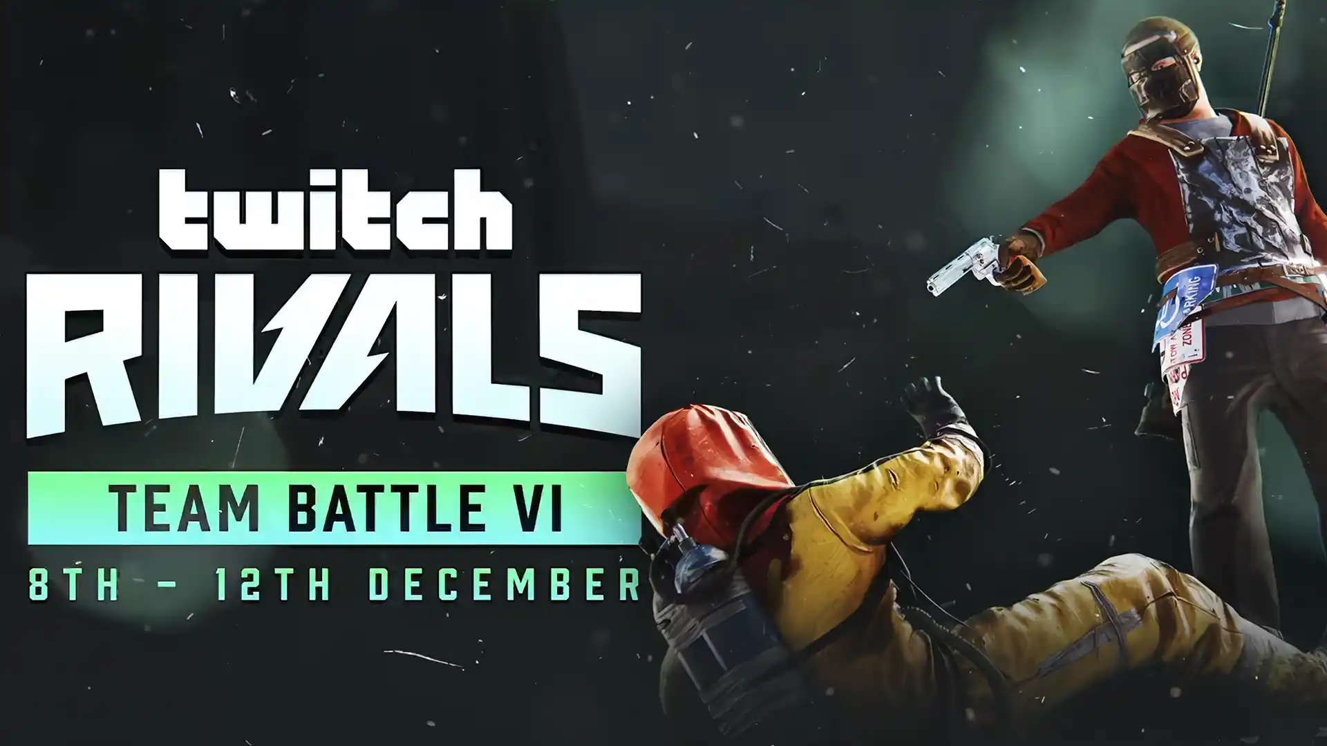 Twitch Rivals Event Banner And A Player Aiming At Another
