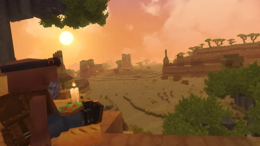 Hytale player looking over the savanna