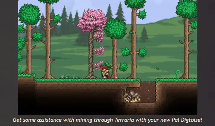 digtoise assisting player with mining in terraria