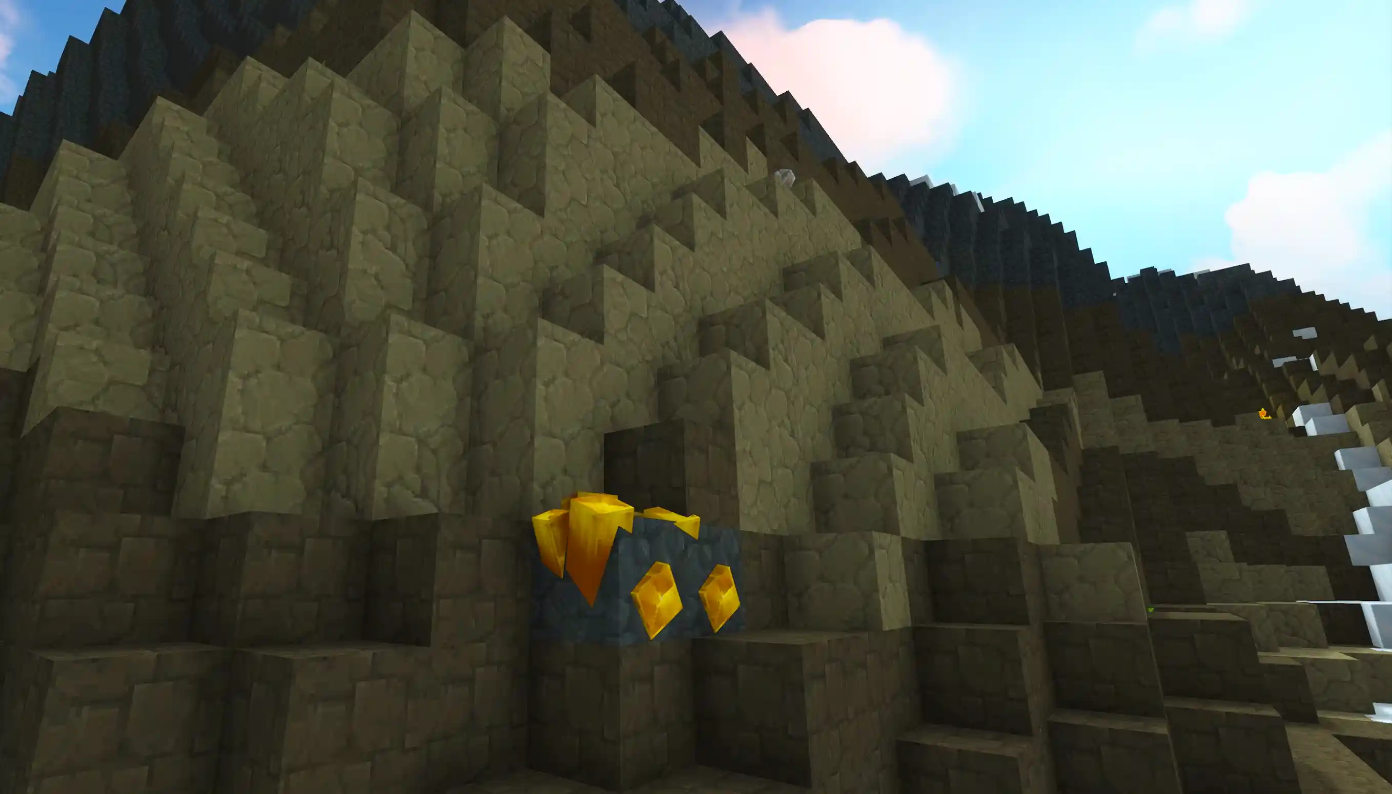 gold ore small vein on snow mountain