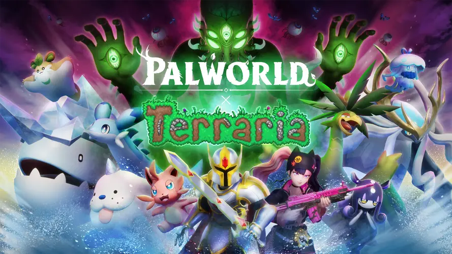 palworld and terraria crossover banner