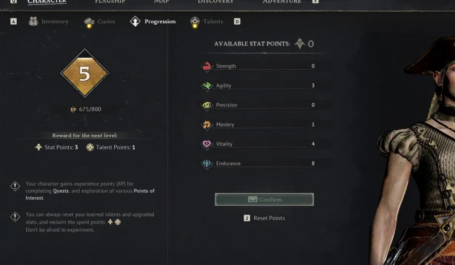 Windrose player stat points