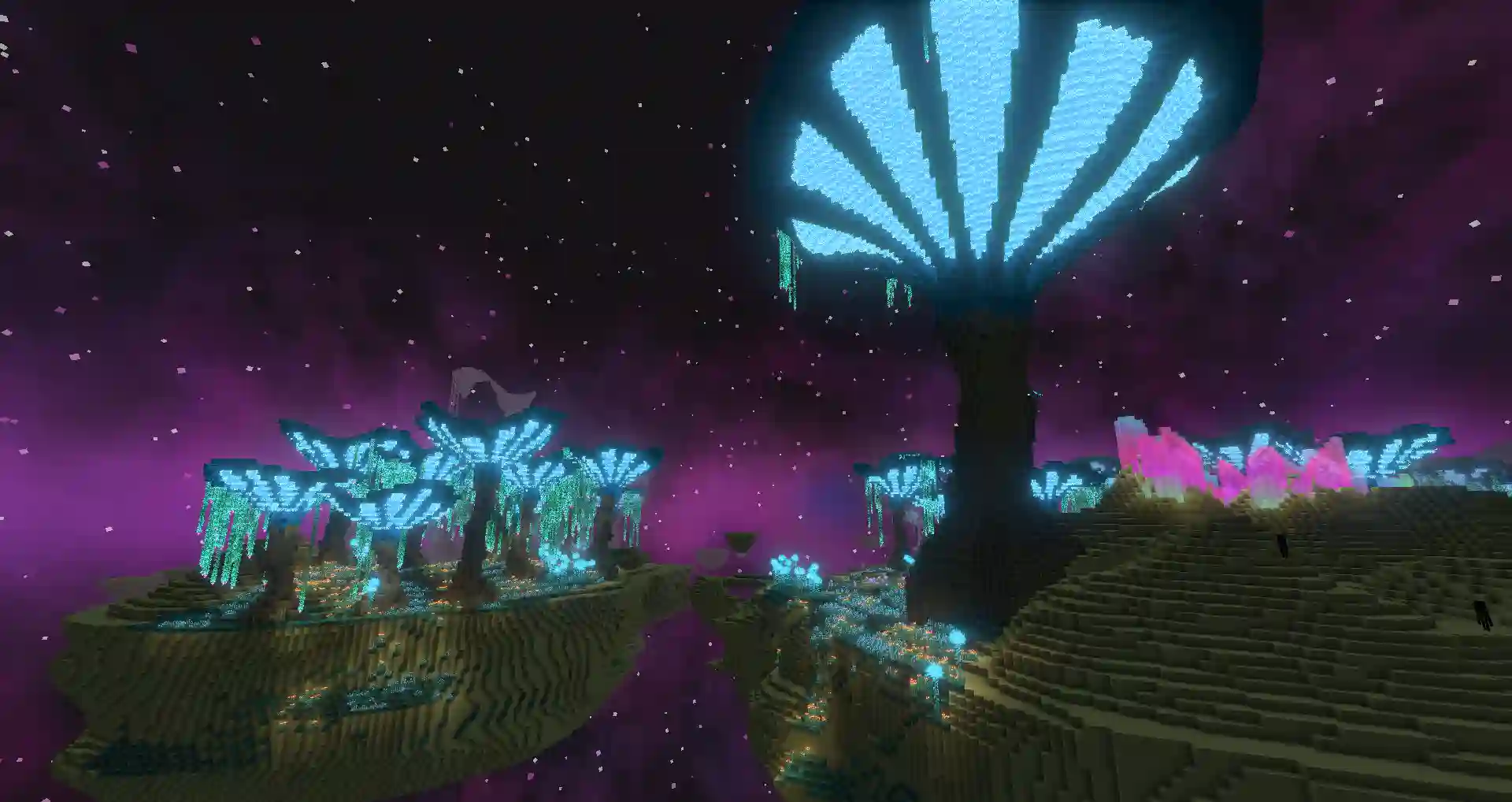 Minecraft mushroom alien biome islands from Better End Mod