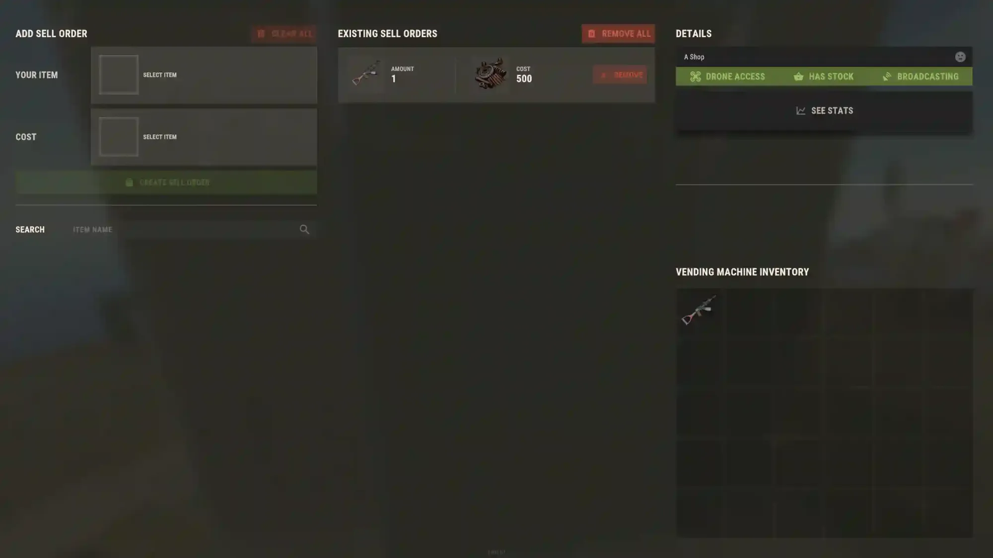 Vending machine UI in Rust