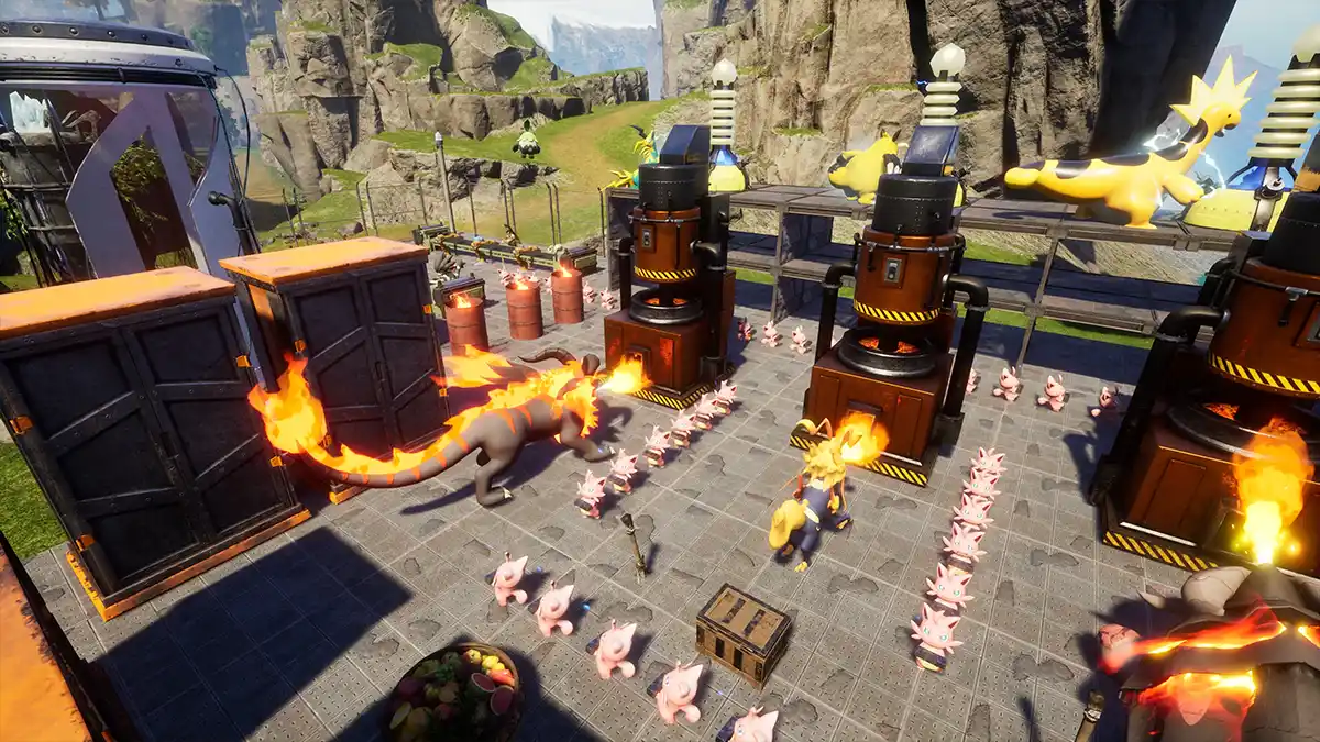 Palworld base with working pals