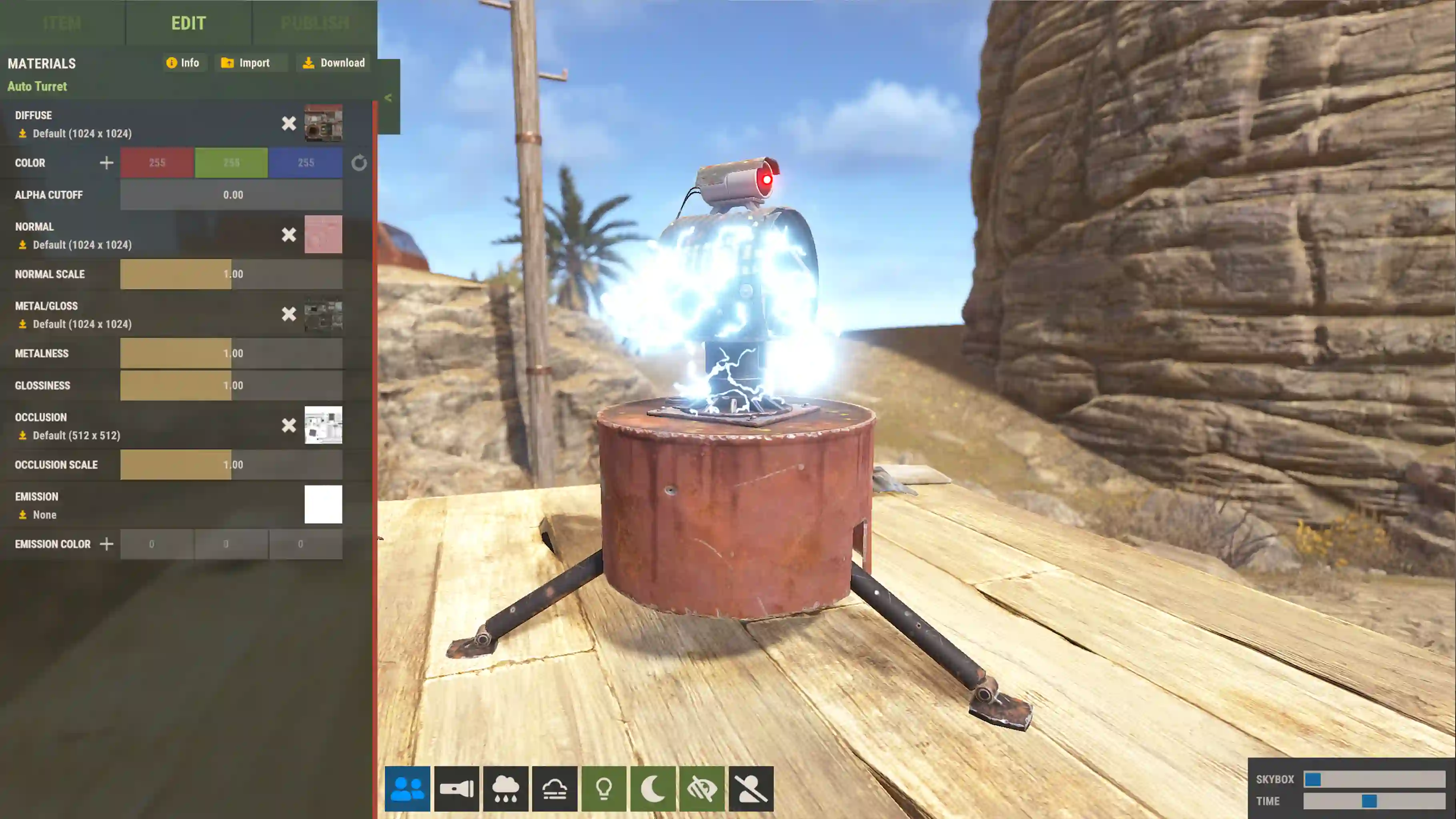Turret customization UI