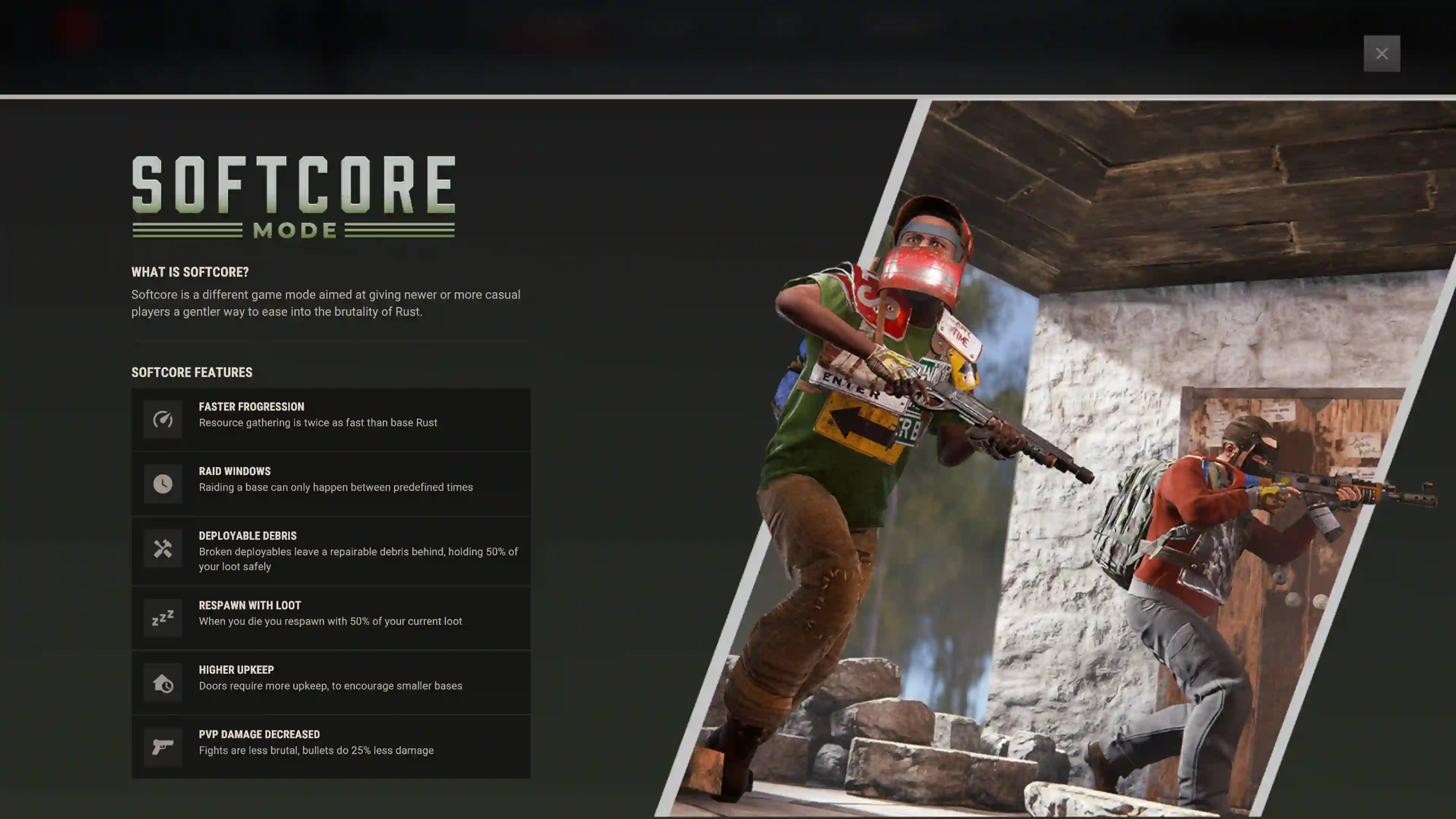 rust softcore mode features