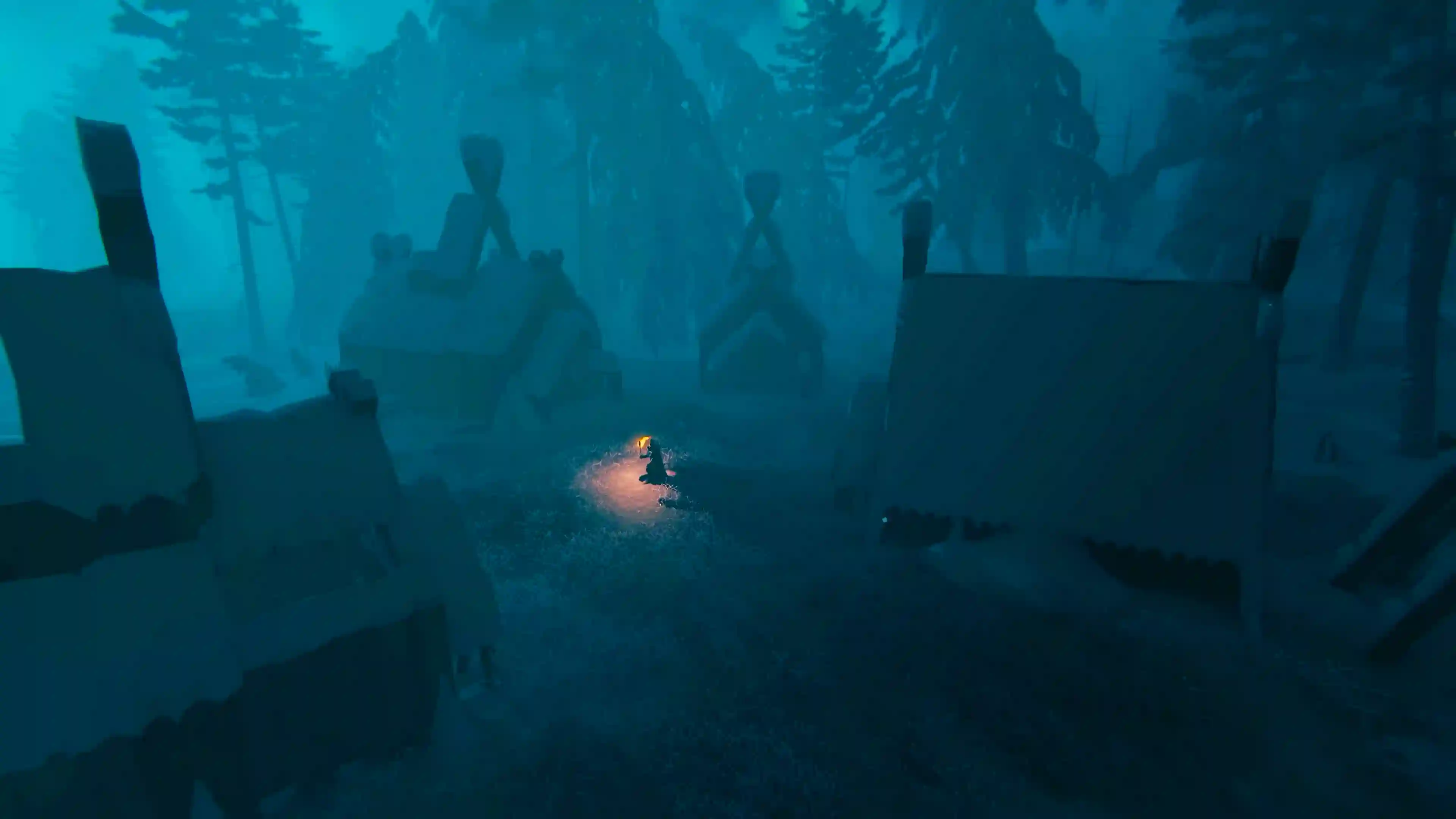 Valheim player exploring deep north structures and houses