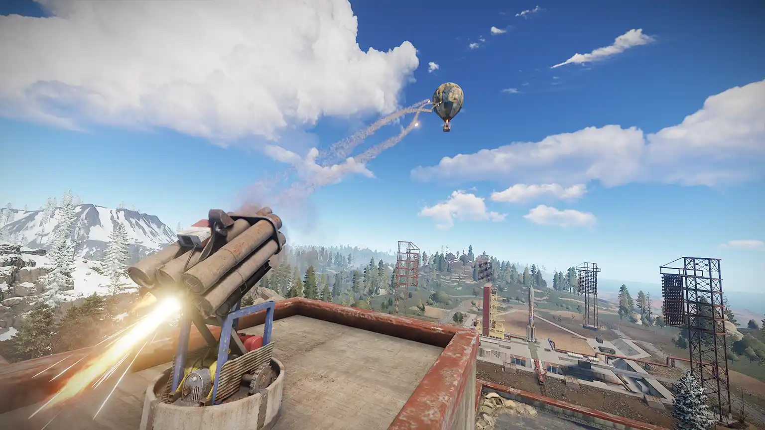 Rust sam site shooting a hot air balloon