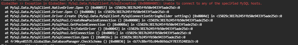 Unturned MySQL Error
